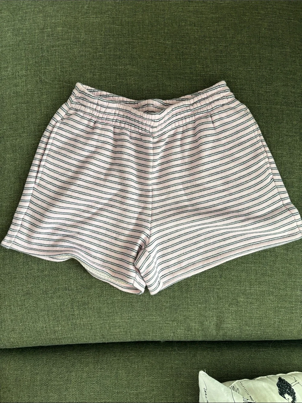 J crew XS NWT Striped Terry Lounge Shorts — Light Pink & Navy